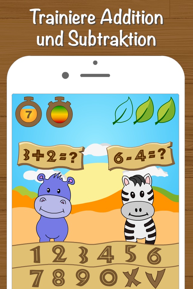 Safari Math Free - Addition and Subtraction game for kids screenshot 2