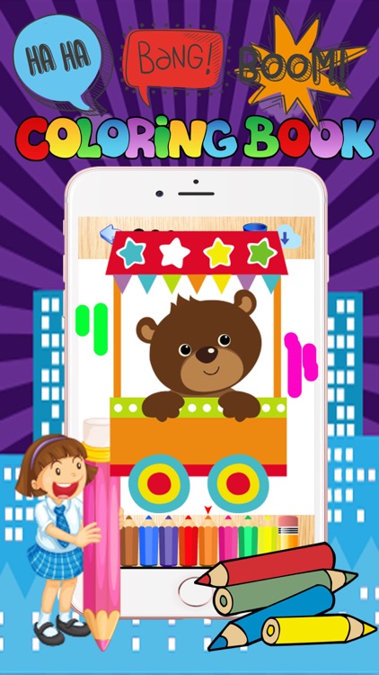 Circus animal doodle painting babies coloring page