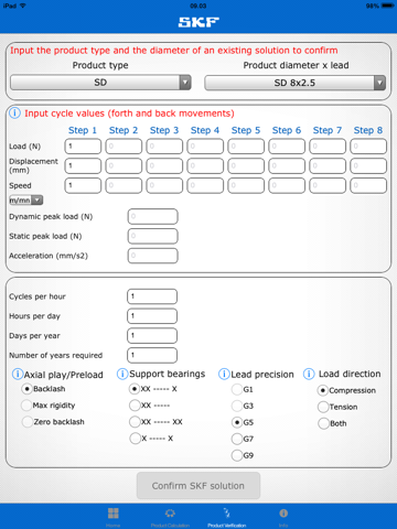 SKF Ball and Roller Screws Calculator screenshot 2