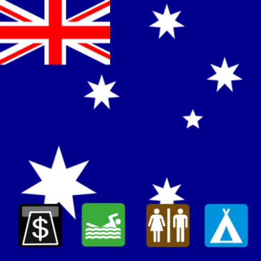 Leisuremap Australia, Camping, Golf, Swimming, Car parks, and more icon