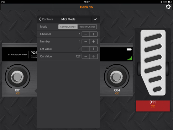 BT Bluetooth MIDI Pedal Editor iPad screenshot 4 - Music app