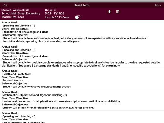 Screenshot #5 pour IEP Goals & Objectives with Common Core Standards