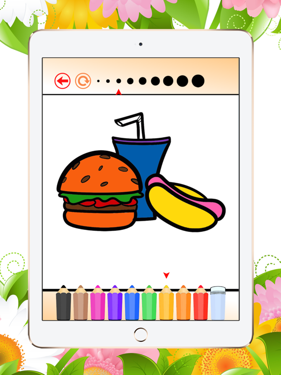 Food Coloring Book for Adults and Kids: Learn to color and draw a fast food, rice and more iPad screenshot