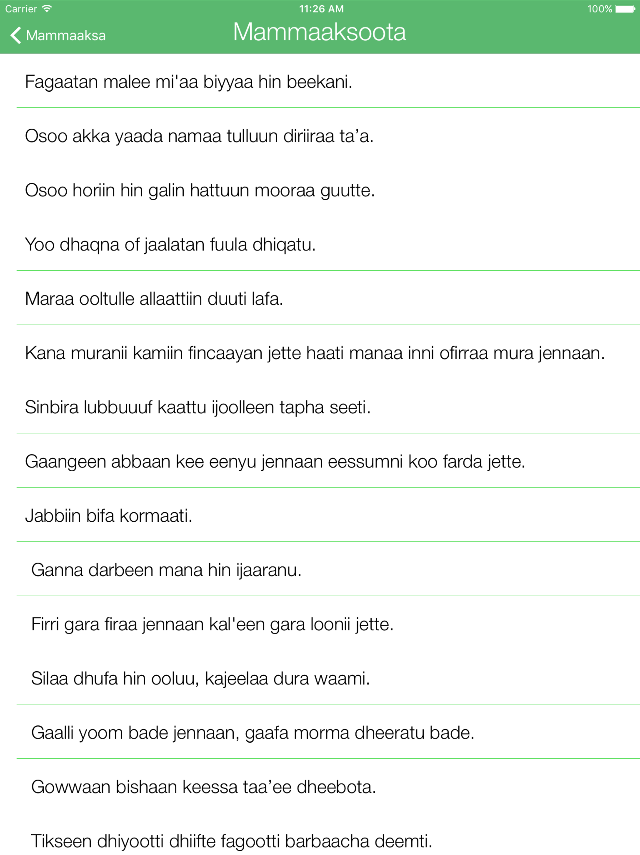 Oromo Proverbs - Mammaaksa Afaan Oromoo