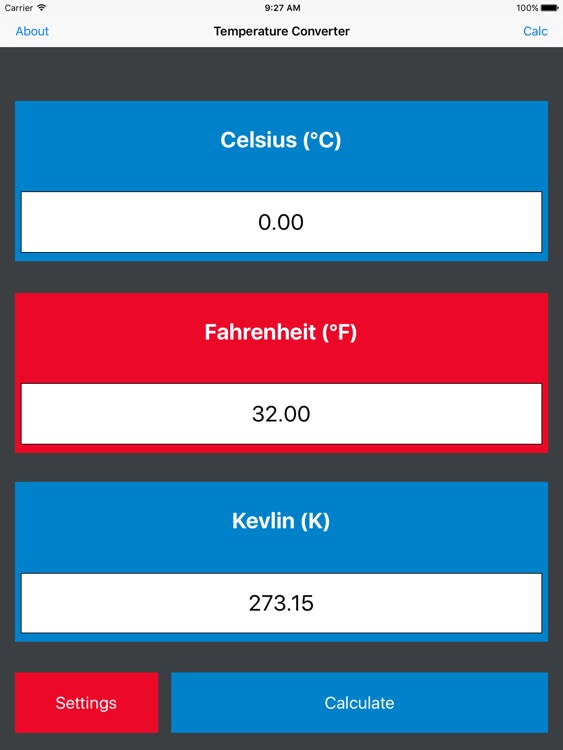 Status Temperature Converter For iPad