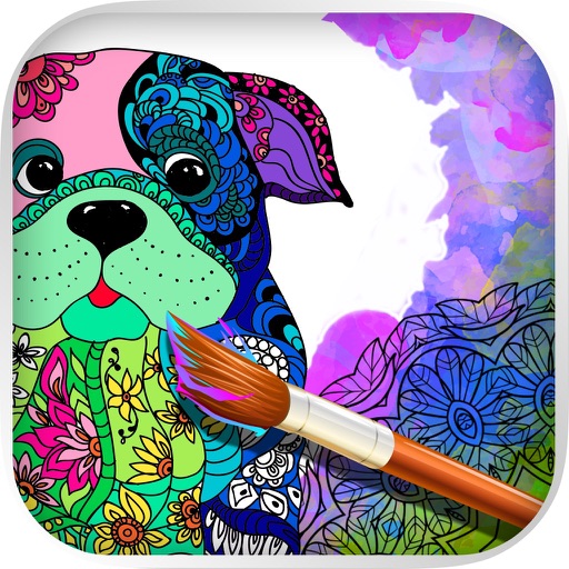 Mandalas dog - Coloring pages for adults icon