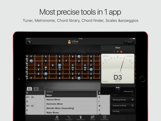 Screenshot #2 for GuitarToolkit - tuner, metronome, chords & scales