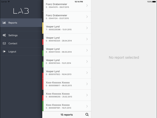 Onlinebefunde iPad screenshot 1 - Medical app