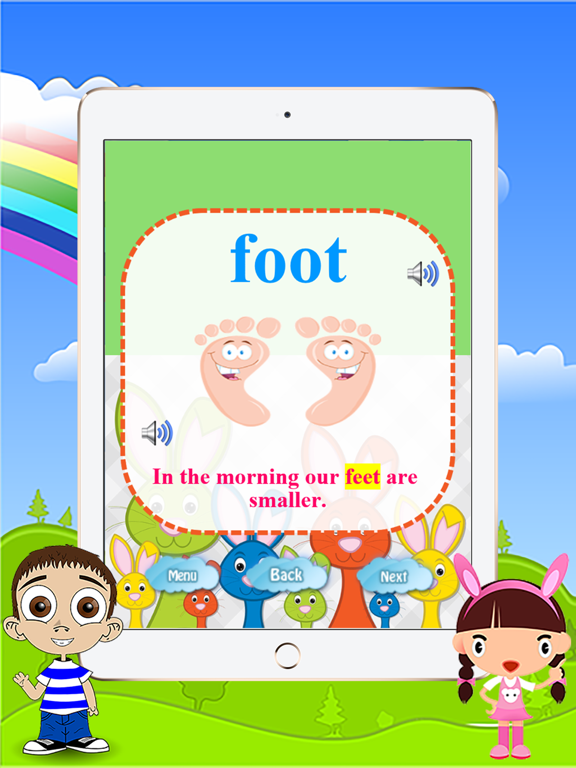 Body Parts Reading Vocabulary for Kindergarten iPad screenshot