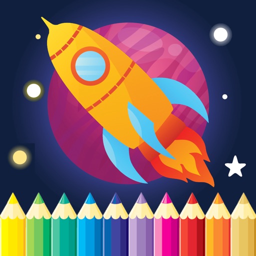 Rockets & Spaceships Coloring - Drawing for kids free games icon