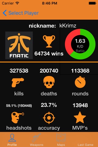 Player Stats for Counter Strike - GO screenshot 2