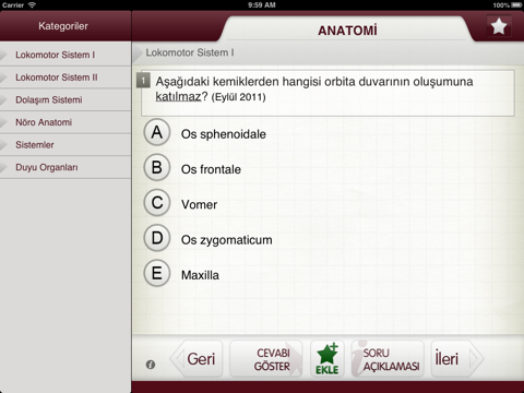 Screenshot #6 pour Tüm TUS Soruları - Anatomi Lite