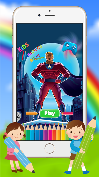 Cartoon Superhero Coloring Book - Drawing for kid free game app screenshot