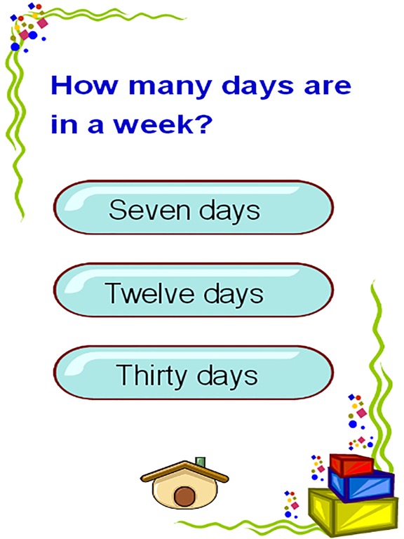 Learning days of week and 12 months of the year iPad screenshot