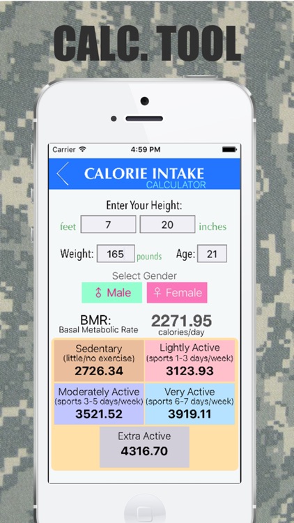 Army Diet Calculator