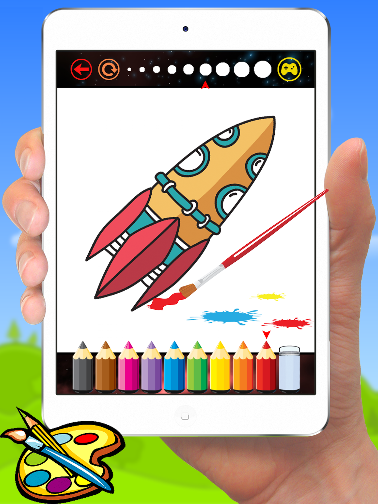 Rockets & Spaceships Coloring - Drawing for kids free games screenshot 9