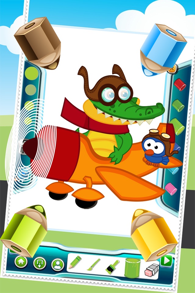 Flying on Plane Coloring Book World Paint and Draw Game for Kids screenshot 3