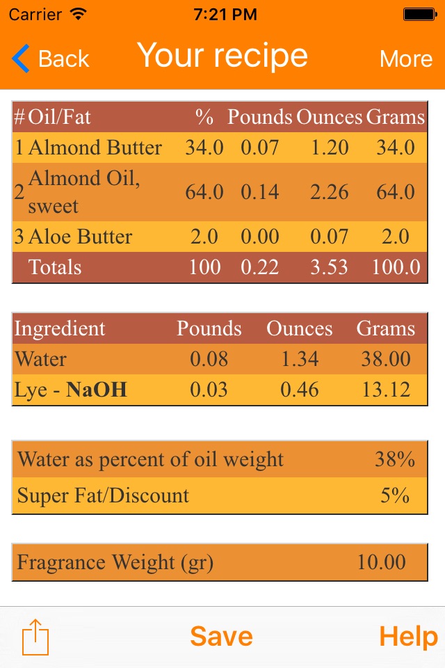 Soap calc PRO screenshot 3