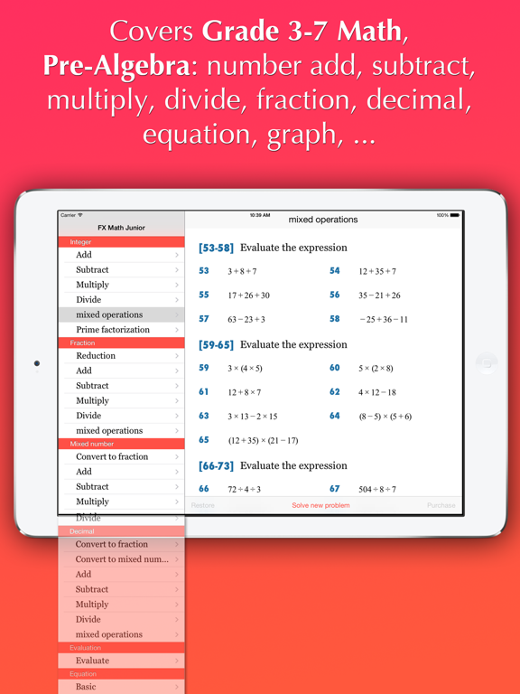 FX Math Junior Problem Solver iPad screenshot 2 - Education app