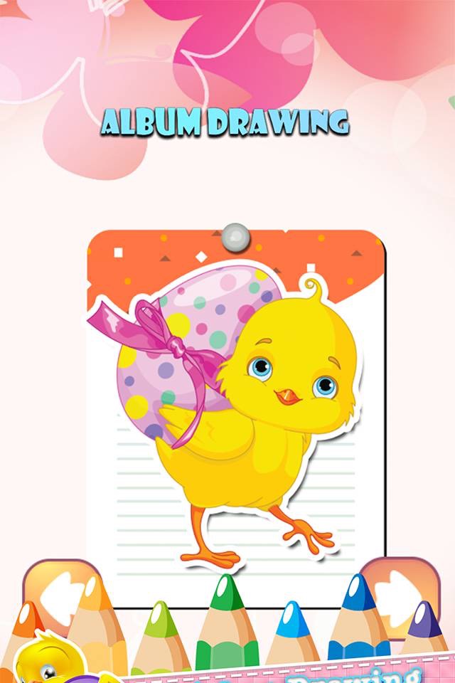 Chicken Drawing Coloring Book - Cute Caricature Art Ideas pages for kids screenshot 2