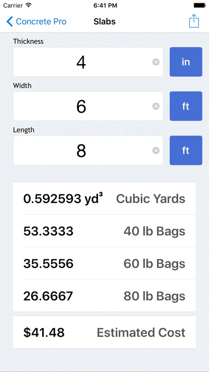 Concrete Pro - Cost Calculations for Slab, Column, and Footing Pours