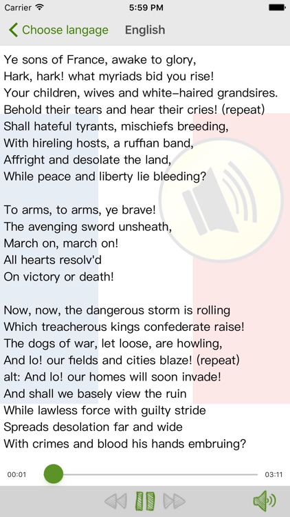 Listen french national anthem, "La Marseillaise" : Listen and learn french national anthem