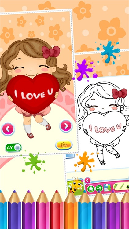 Sweet Little Girl Coloring Book Art Studio Paint and Draw Kids Game Valentine Day screenshot-3