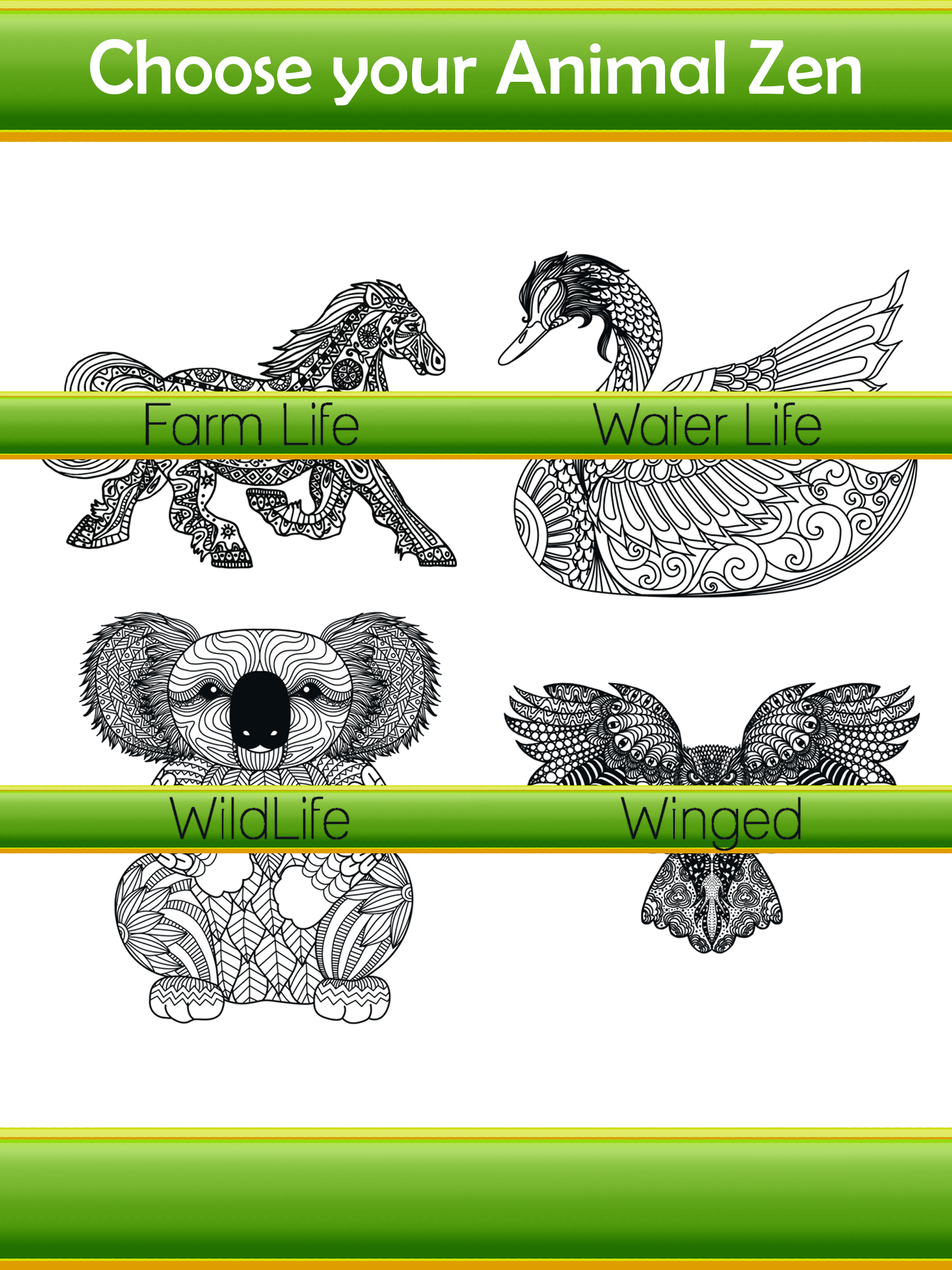 Animal Art Zen Designs - Relaxing Coloring Book for Adults screenshot 8