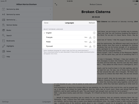 The Message - Sermons of William Branham iPad screenshot 4 - Reference app