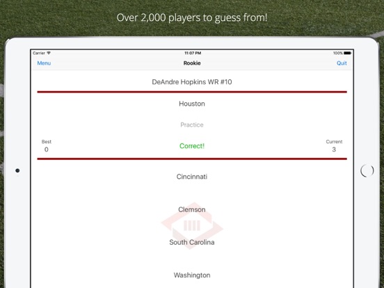 Football College Trivia iPad screenshot