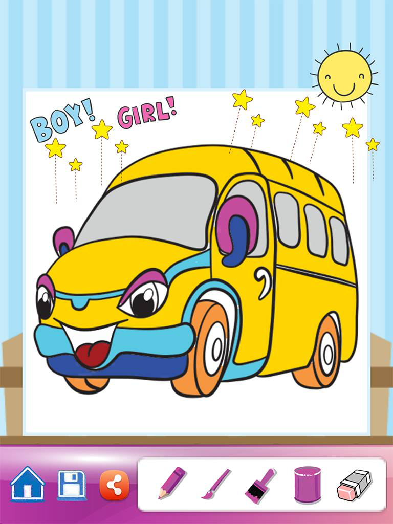 Car Drawing Coloring Book - Cute Caricature Art Ideas pages for kids screenshot 9