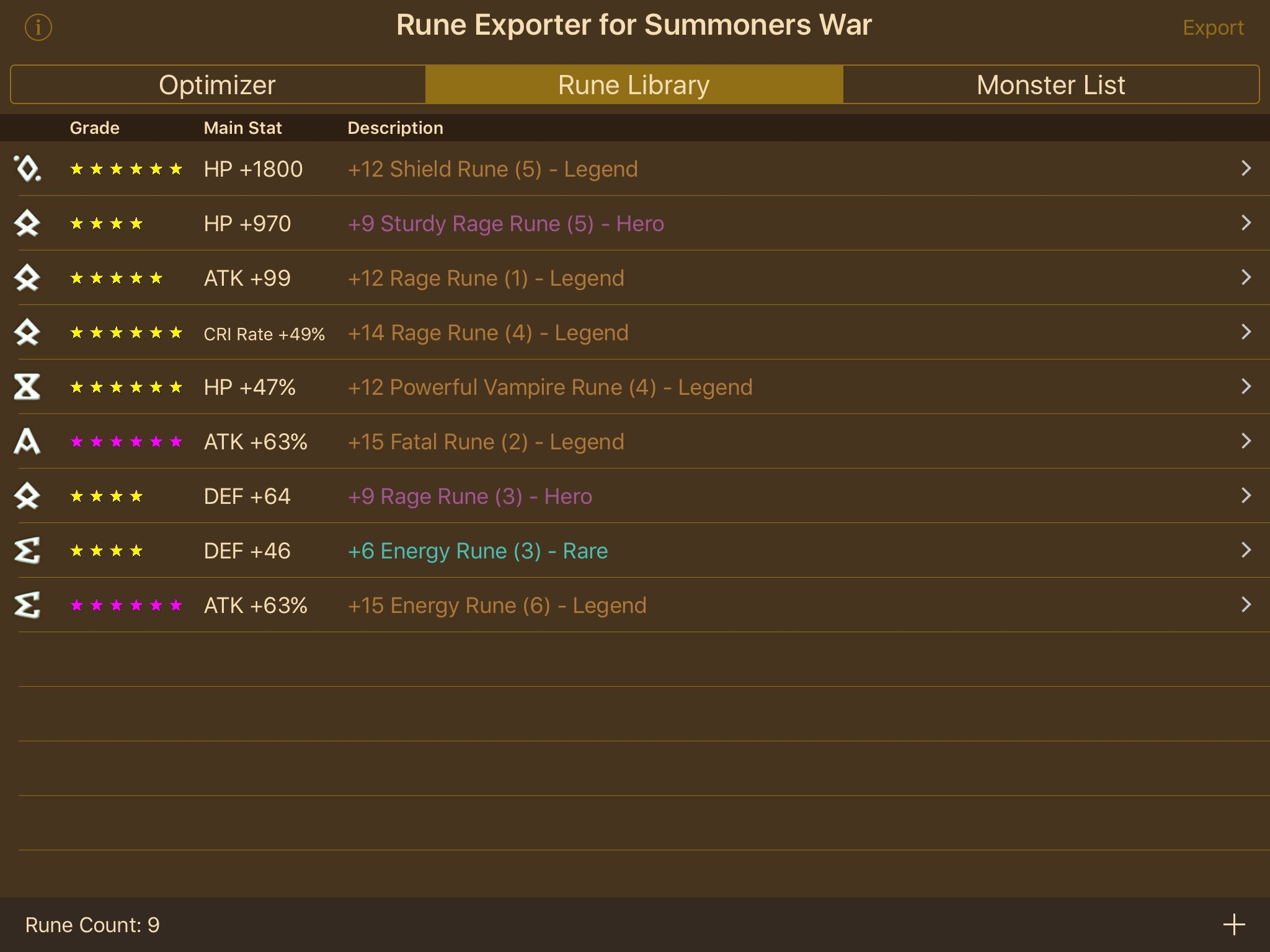 Rune Exporter for Summoners War