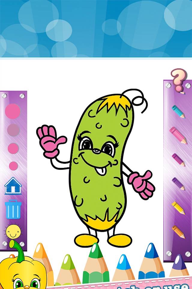 Vegetable Drawing Coloring Book - Cute Caricature Art Ideas pages for kids screenshot 3