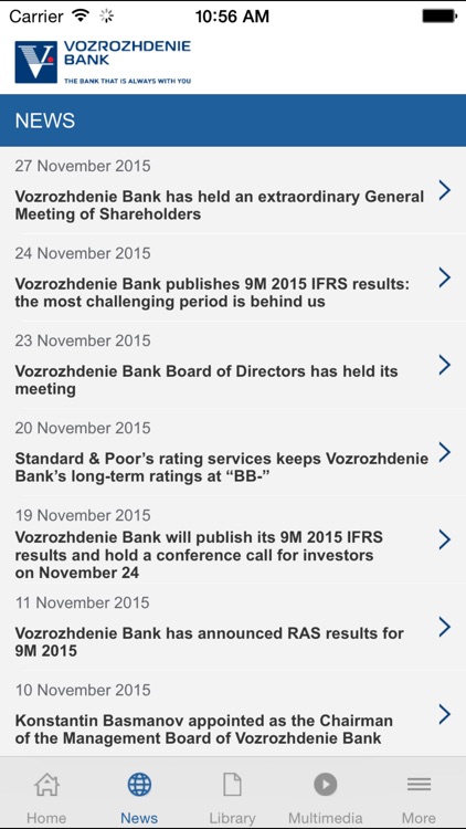 Vozrozhdenie Bank Investor Relations for iPhone