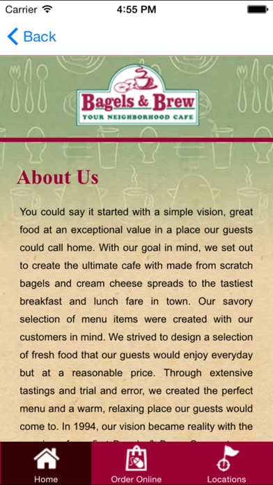 Bagels and Brew Screenshot 2 - AppWisp.com Bagels and Brew Screenshot 2 - AppWisp.com