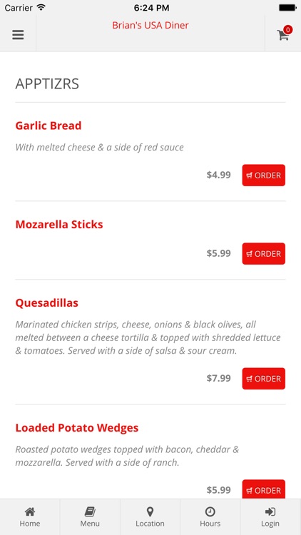 Brian's USA Diner Online Ordering