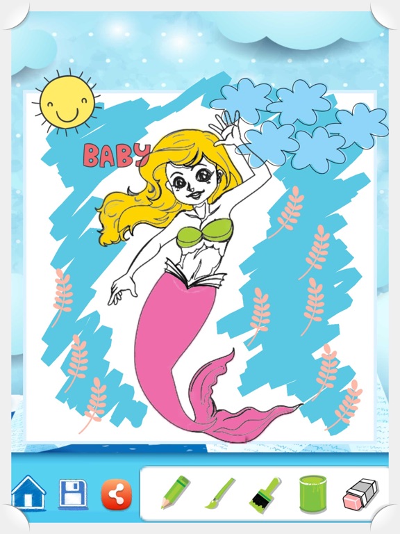 Mermaid Coloring Book Learning Games For Kids 4 th iPad screenshot