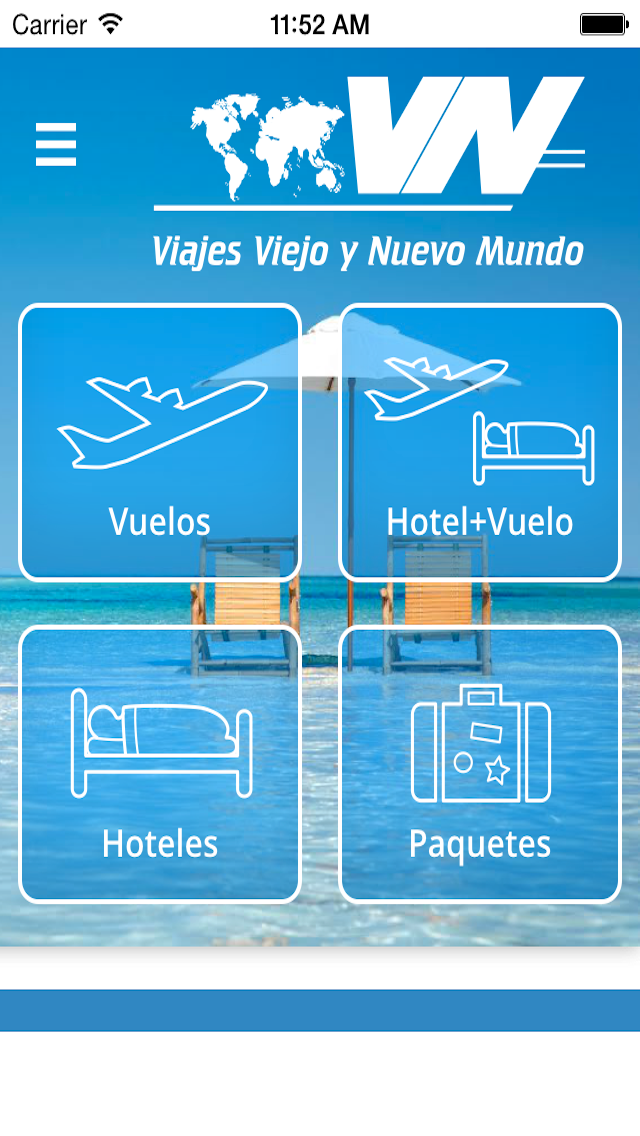 Viajes Viejo y Nuevo Mundo app screenshot