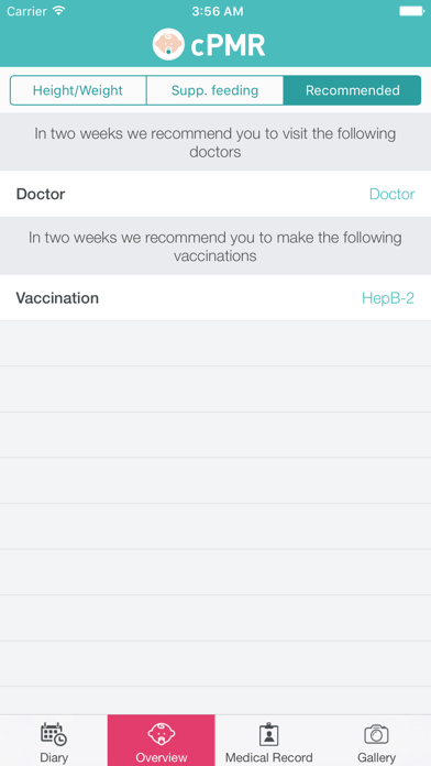 Screenshot #2 pour cPMR - Children Personal Medical Record