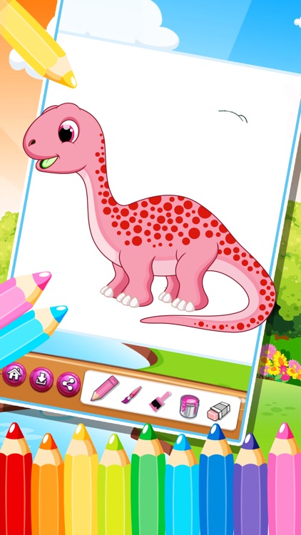 The Cute dinosaur Coloring book ( Drawing Pages ) 2 - Learning & Education Games  Free and Good For activities Kindergarten Kids App 4 screenshot-3
