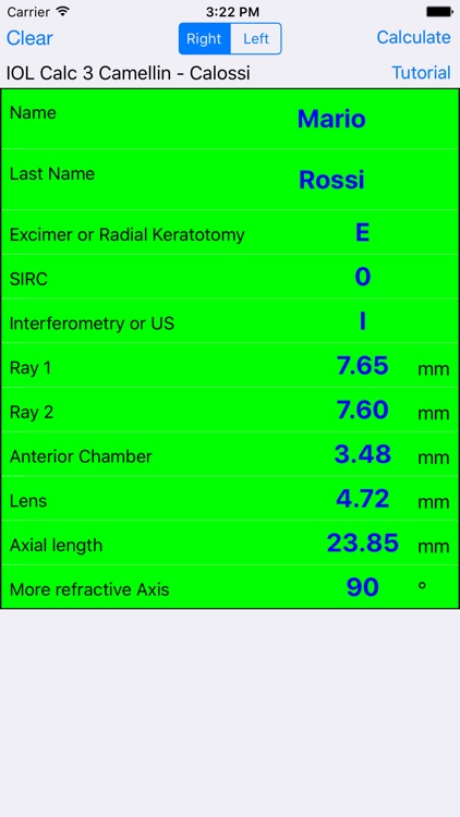 IOL Calculator 3.0 Camellin Calossi