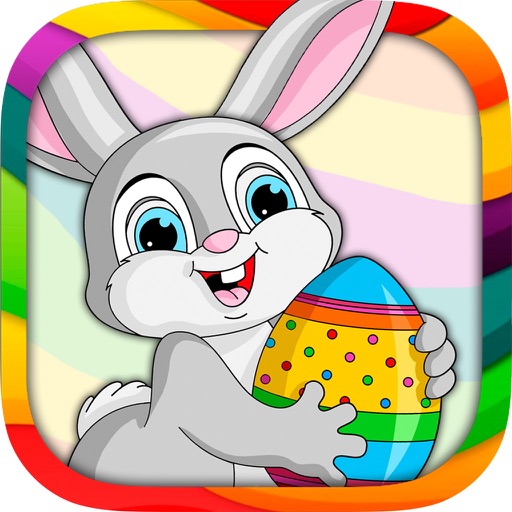 Painting Easter - coloring book eggs and rabbits icon