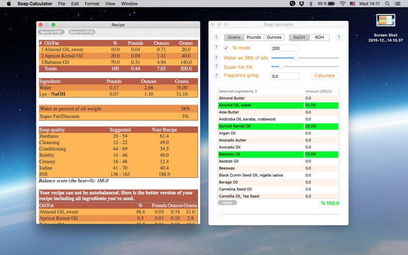 Screenshot #1 pour Soap Calculator