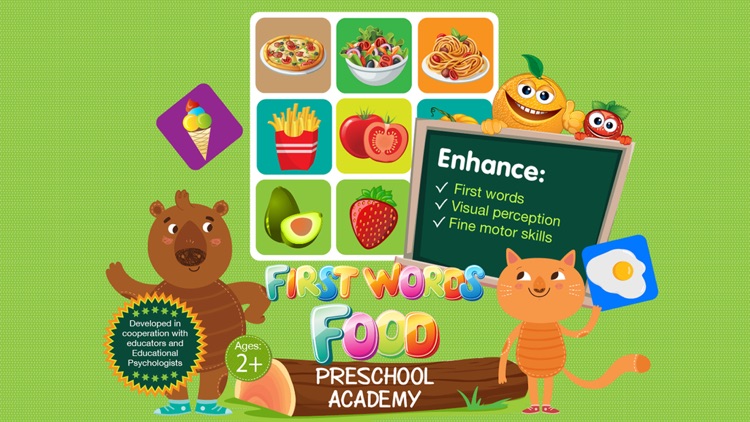 First Words Food - English : Preschool Academy educational game lesson for young children