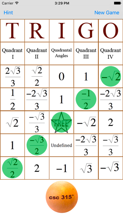 Screenshot #1 pour Trigo - Trig Bingo