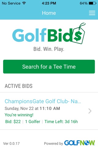 GolfBids screenshot 2
