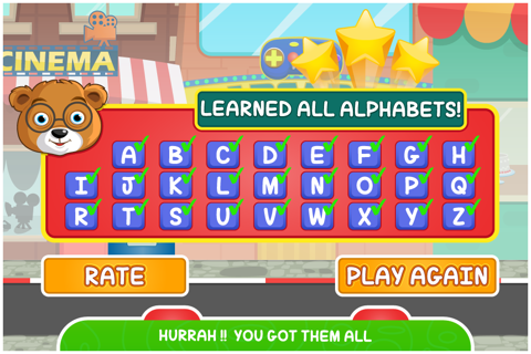 ABC Go Skateboard with Bear Free - Alphabets learning game for preschoolers and kids screenshot 3