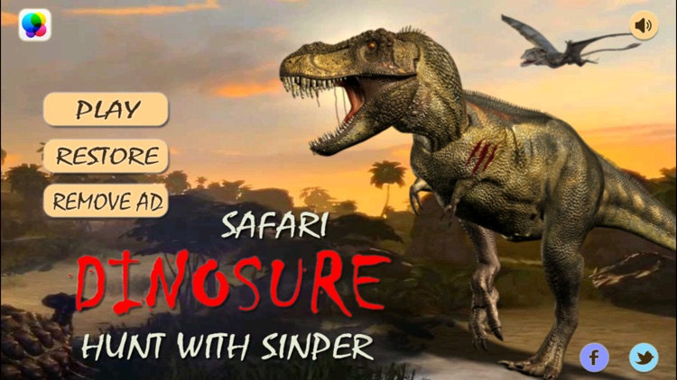 Safari Dino hunter with sniper shooting