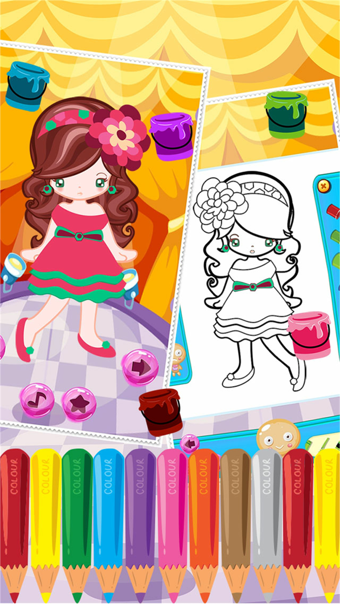 Little Girl Fashion Coloring World Drawing Educational Kids Game