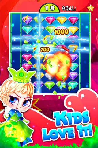 Blitz Jewel's Match-3 - diamond game and kids digger's quest hd free screenshot 3